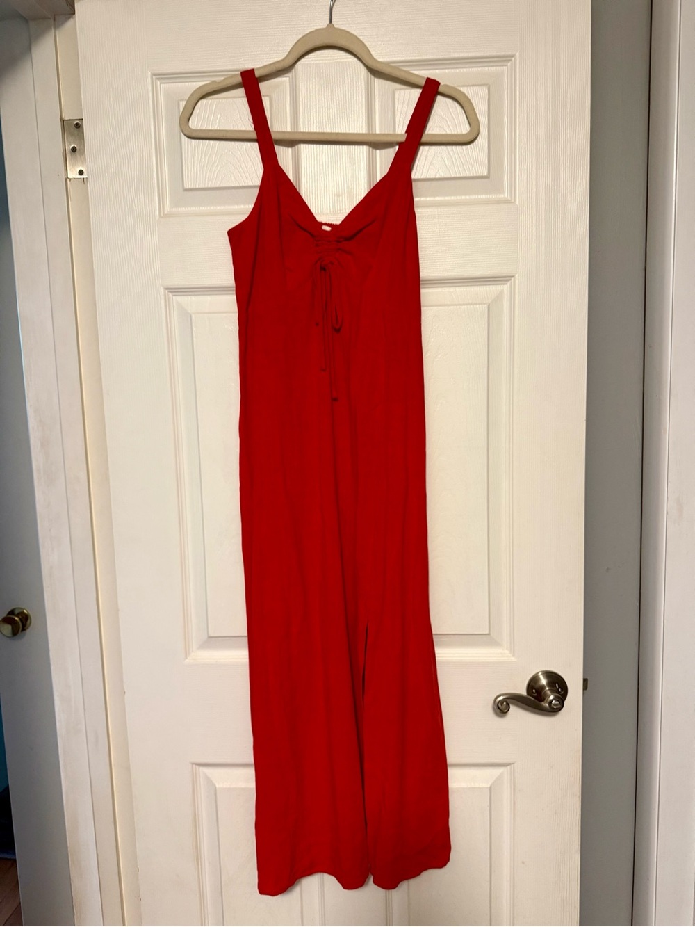 Gentle  Fawn red Linen Maxi Dress cinch bust